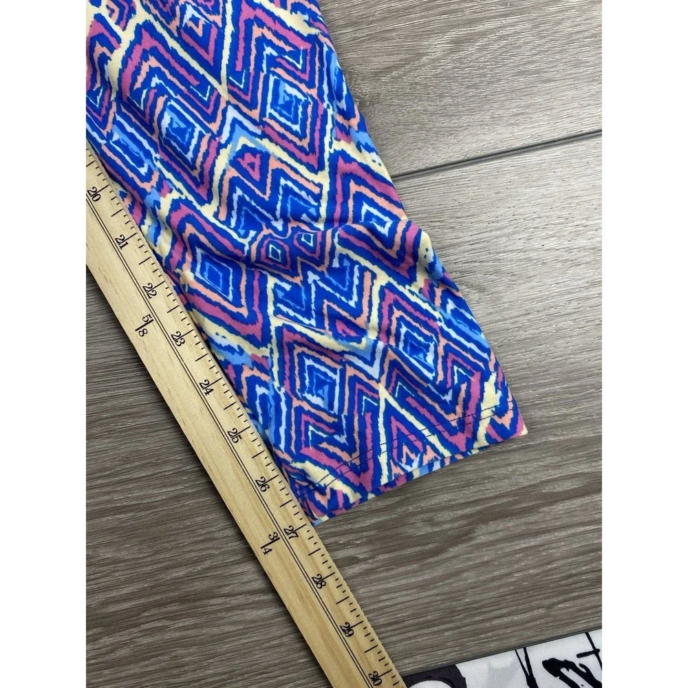 Lularoe Women's Pull On Geometric Pattern Leggins Blue Tall‎ & Curvy